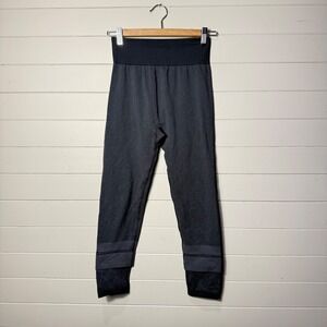 Adidas Geometric Pattern Seamless Kids Large Black Grey‎ Athletic Leggings